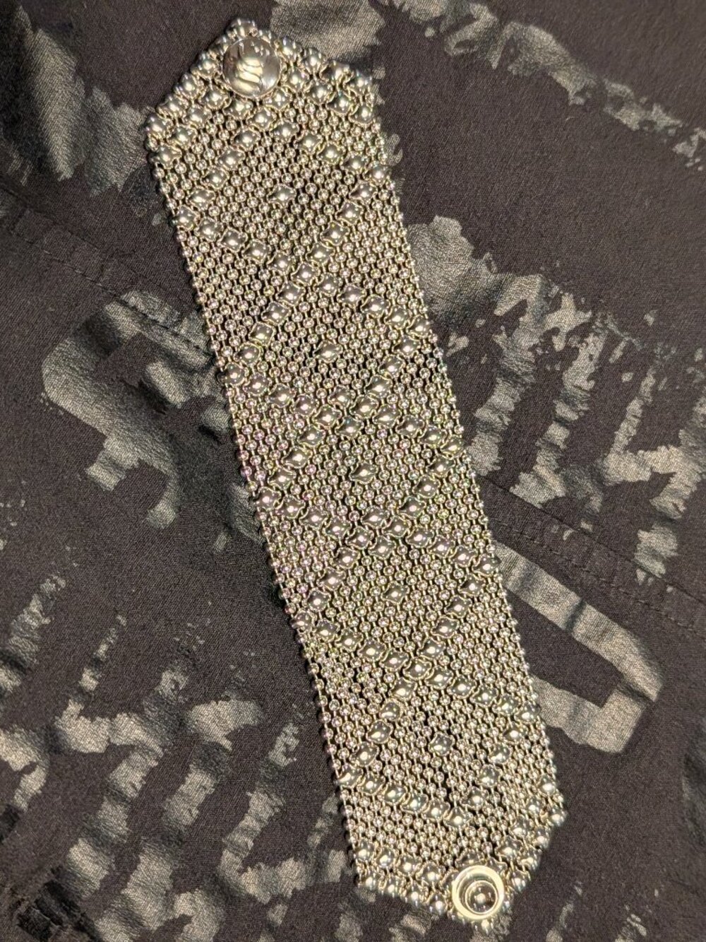 Sergio Gutierrez SG Liquid Metal Mesh Statement Bracelet Silver Tone | 7"